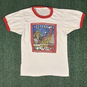 Screen Stars T-Shirt Unisex‎ Medium White Red 1984 Yesterdays Tomorrows Ringer